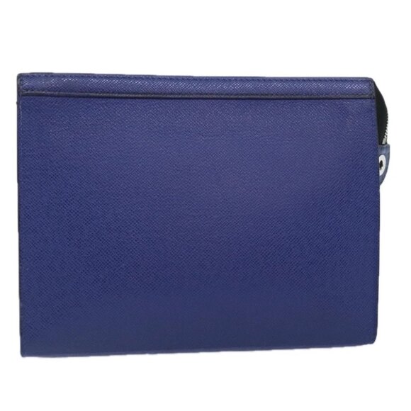 LOUIS VUITTON Taiga Pochette Voyage MM Clutch Bag Blue M30575 LV Auth 92645 - Picture 1 of 16